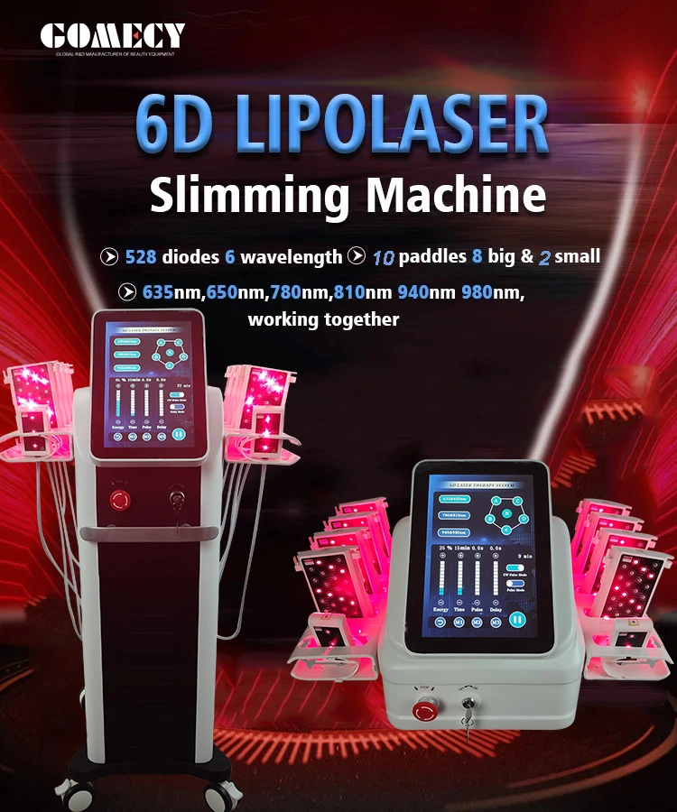 Máy hút mỡ laser Lipo 6D tiên tiến với 635nm 650nm 780nm 810nm 940nm 980nm 0